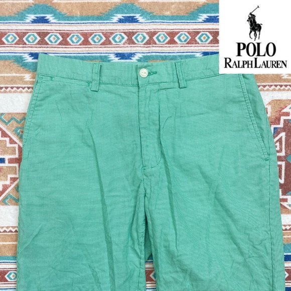 Polo Ralph Lauren Green White Houndstooth Shorts - Picture 1 of 4